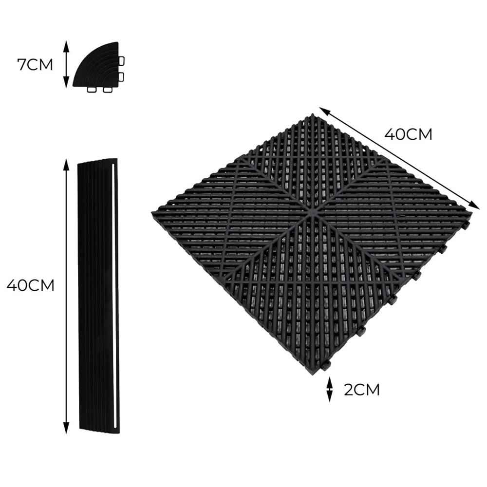 Monstershop 165 Black and 60 Grey Vented Garage Floor Tiles with Edges Image 5