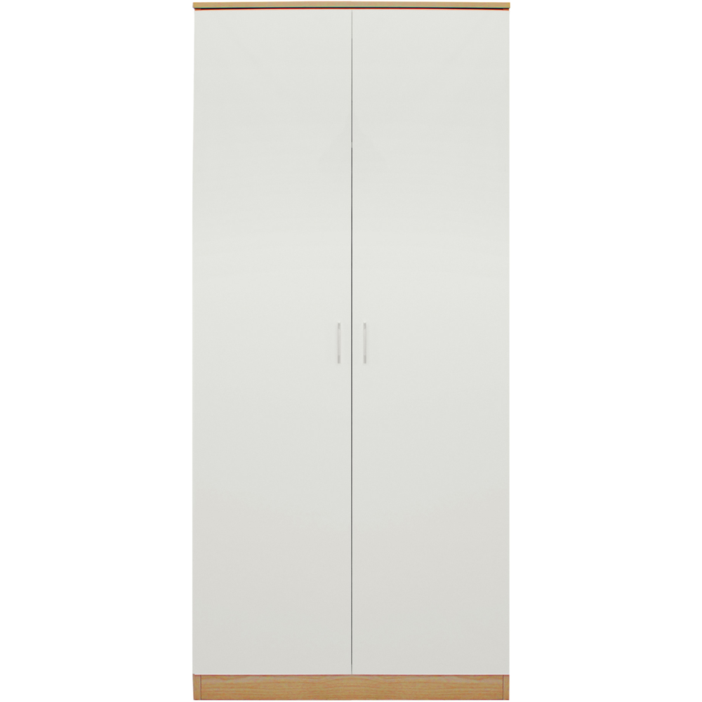 Brooklyn 2 Door Oak and Cream High Gloss Wardrobe Image 3