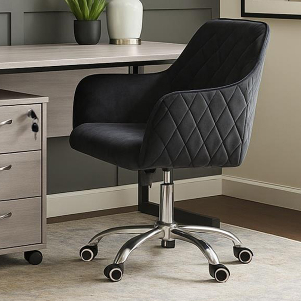 Kosy Koala Grey Wooden Office Desk with Drawer Unit and Black Chair Image 5