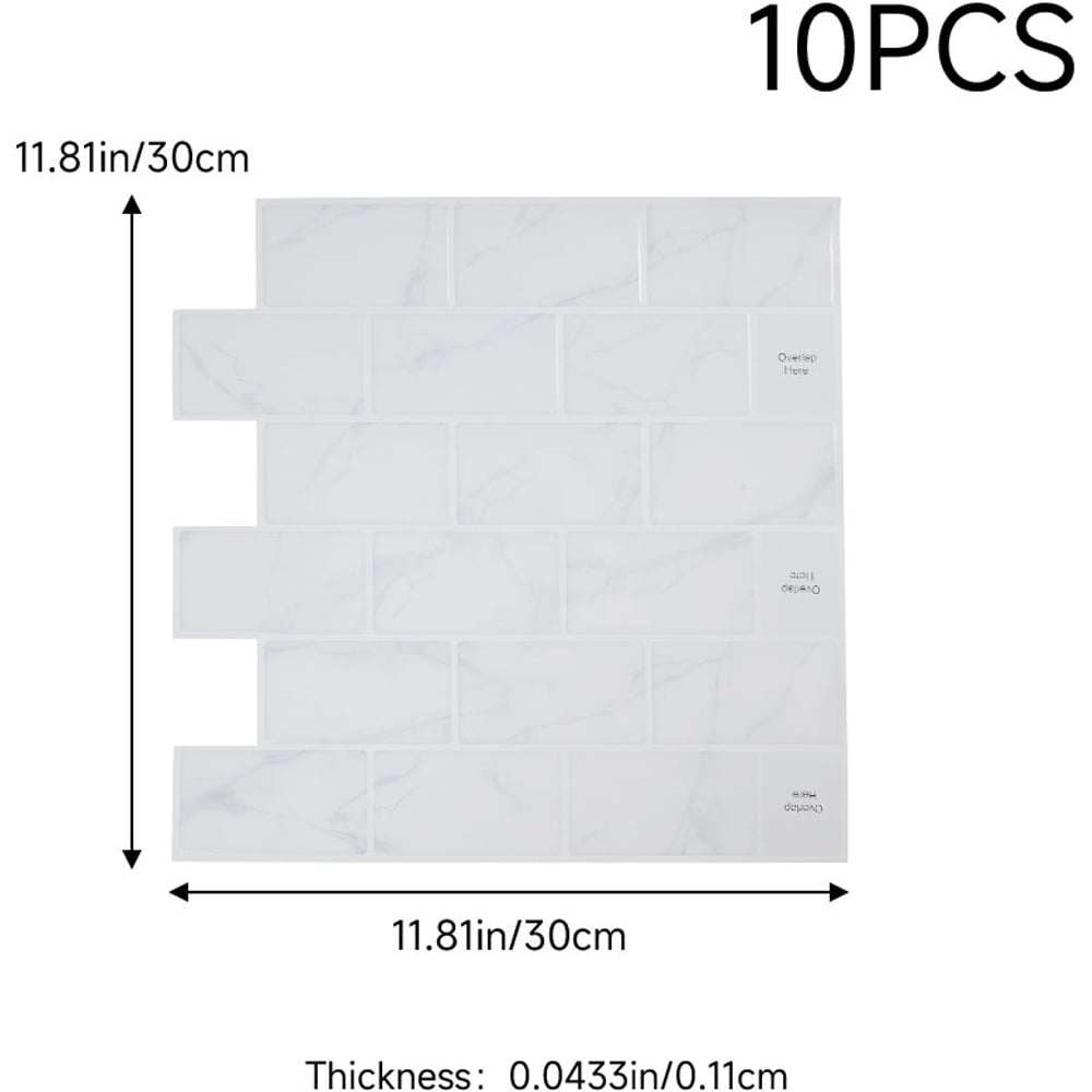 Living and Home White Marble Peel and Stick Wallpaper Tile 30 x 30cm 10 Pack Image 8