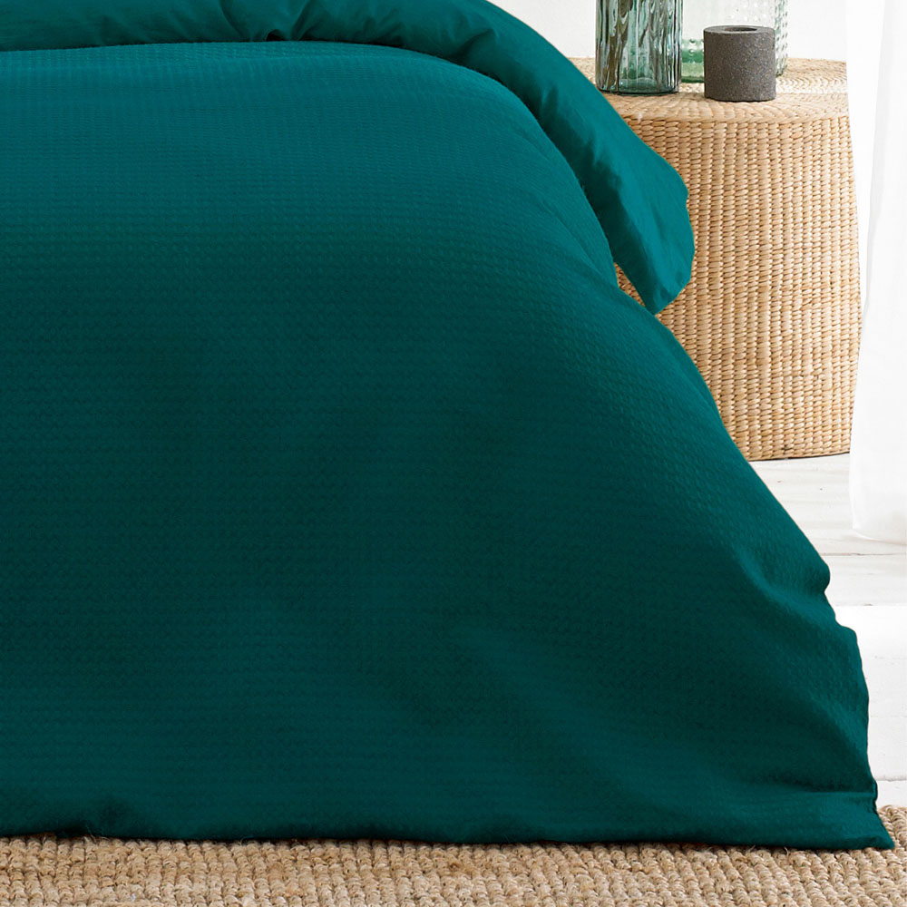 Yard Super King Teal Waffle Duvet Set Image 3