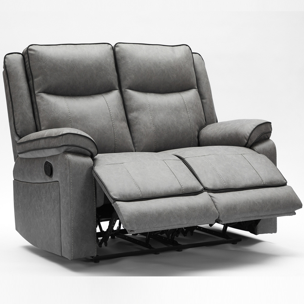 Furniture One 2 Seater Grey Manual Recliner Loveseat Sofa Image 3