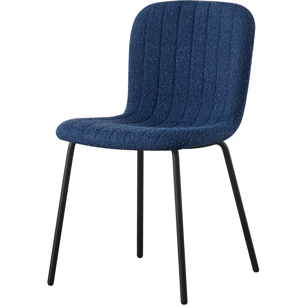 Bella Set of 2 Blue Teddy Faux Fur Stitched Design Dining Chairs Image 2