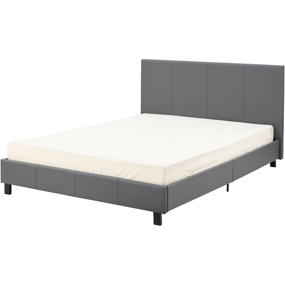 GFW King Size Grey Faux Leather Bed Frame Image 2