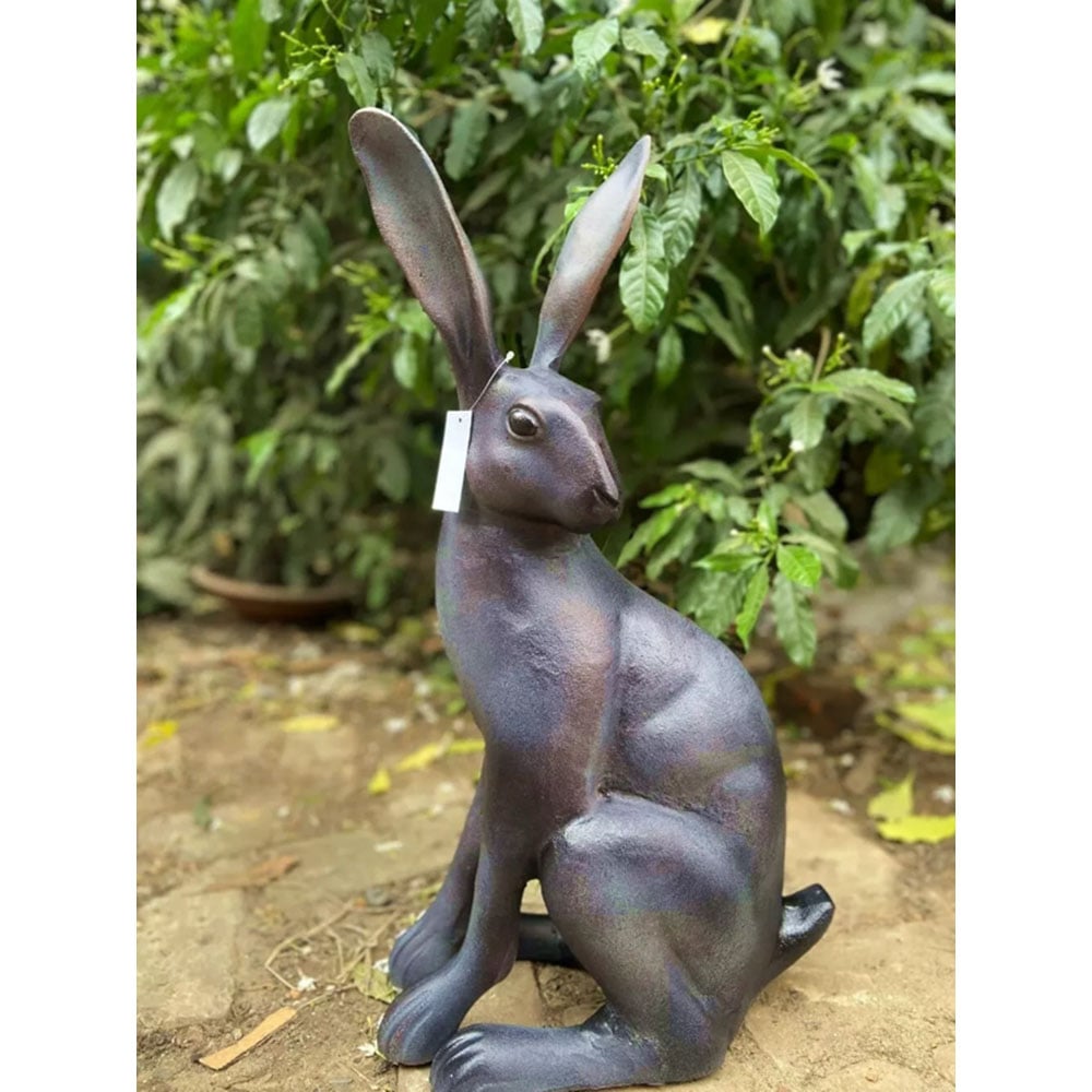 Inspirational Gifting Sitting Hare Cast Aluminium Garden Ornament Image 5