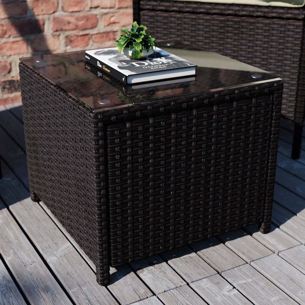 Garden Vida Bali Rattan Effect 2 Seater Bistro Set Brown Image 6
