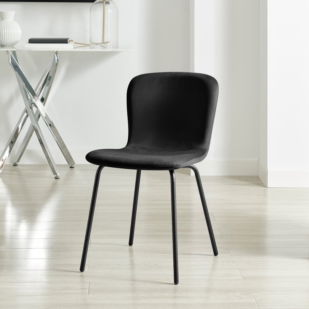 Furniturebox Sienna Set of 2 Black Velvet Dining Chairs Image 7