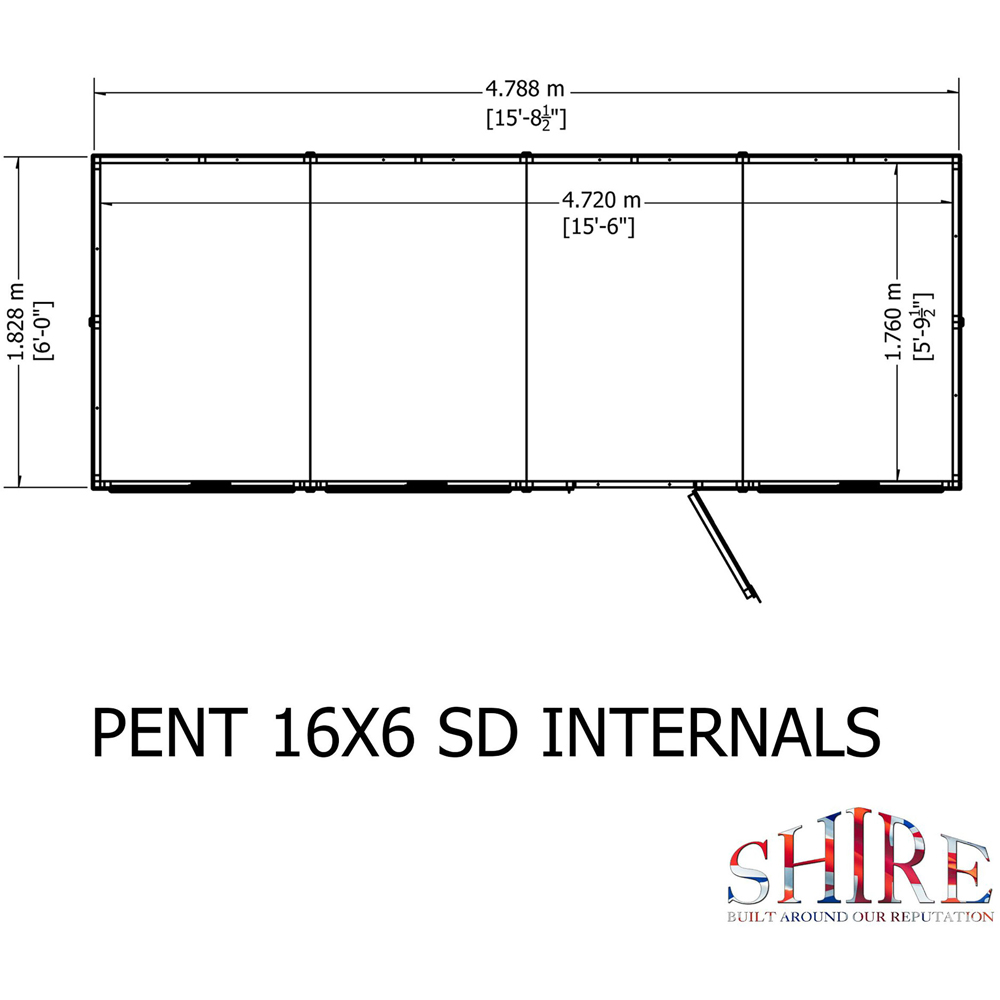 Shire 16 x 6ft Shiplap Pent Garden Shed Image 9