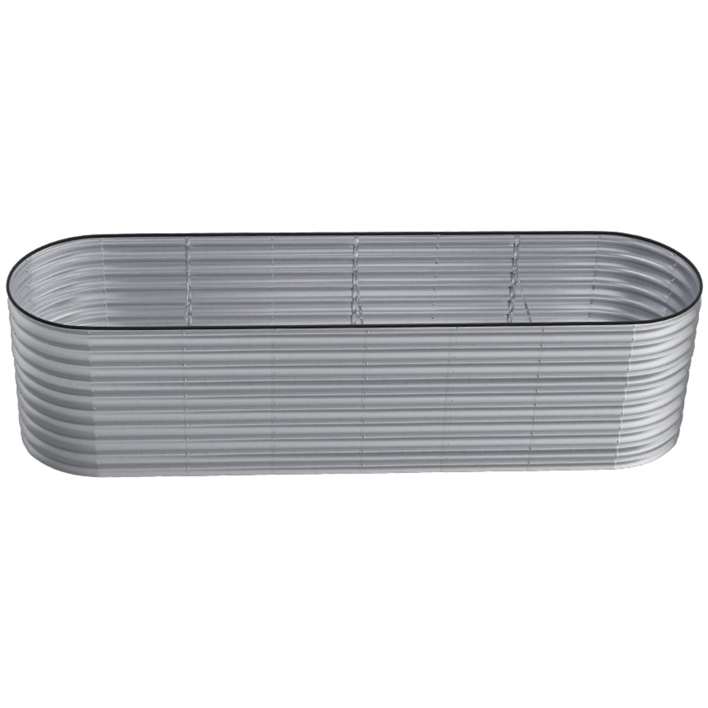 Living and Home Silver Oval Galvanised Steel Raised Garden Bed 320 x 80cm Image 4