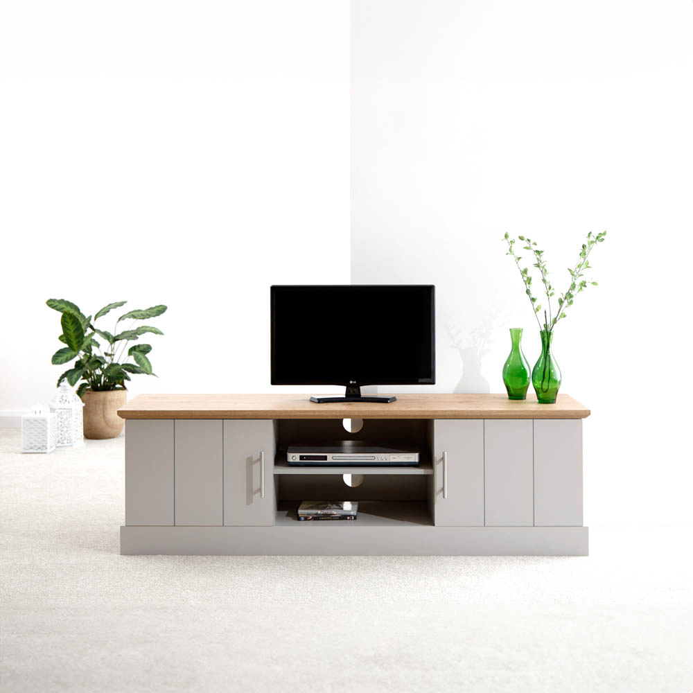 GFW Kendal 2 Door 2 Shelf Grey Large TV Unit Image 6