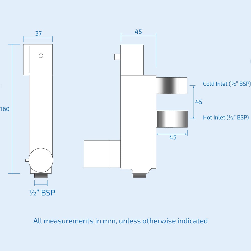 Nes Home Chrome Mini Vertical Thermostatic Bar Shower Mixer Valve Image 3