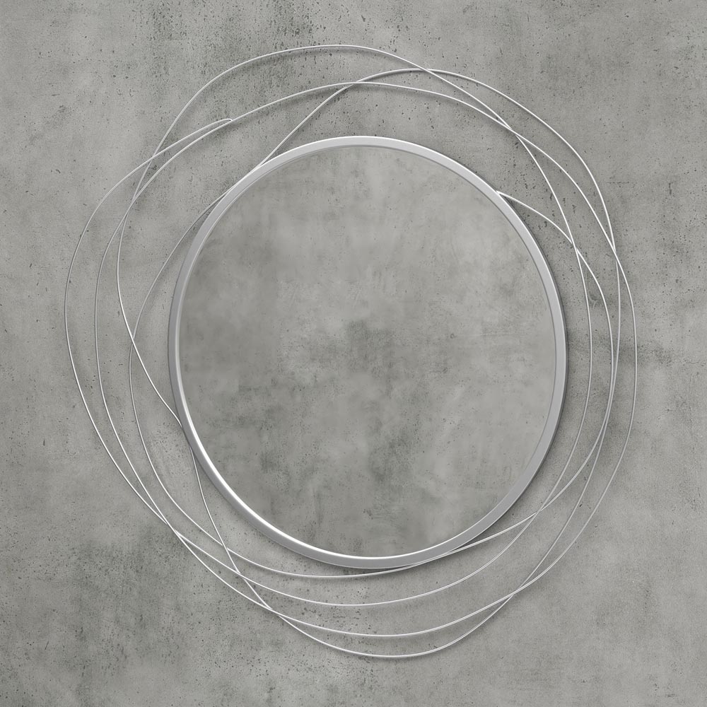 Portland Silver Metal Round Wall Mirror 65 x 65cm Image 5