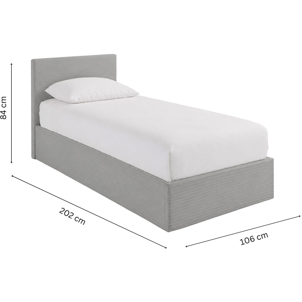 GFW Single Grey Corduroy End Lift Ottoman Bed Image 9