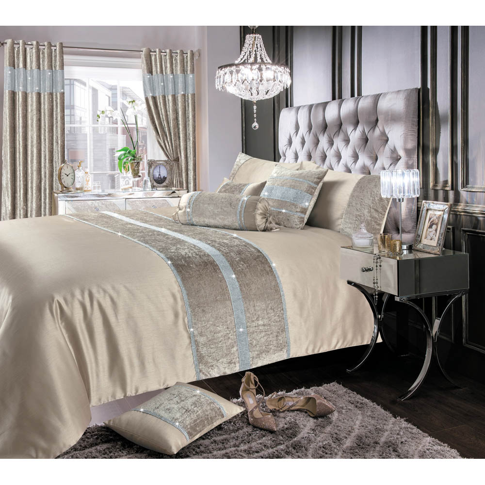 Intimates Topaz King Size Natural Crushed Velvet Duvet Set Image 2