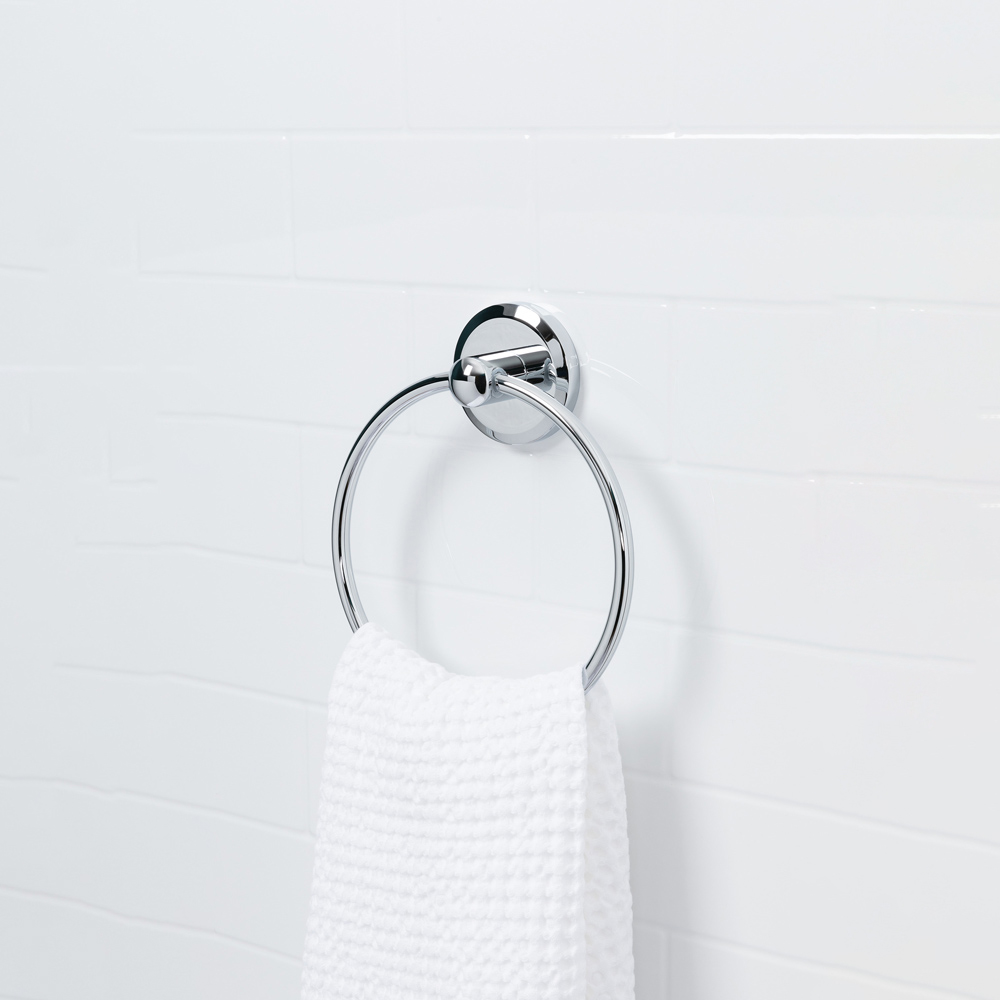 Bristan Solo Solid Brass Chrome Wall Mounted Round Towel Ring Image 3