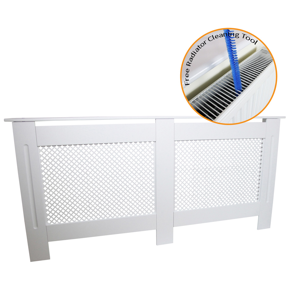 Monster Shop MDF White Diamond Grill Radiator Cover 172cm Image 3