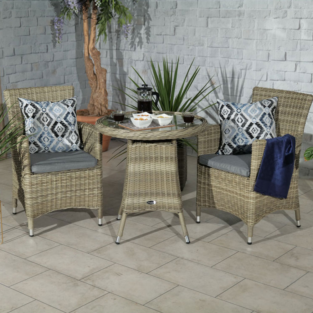 Royalcraft Wentworth Rattan 2 Seater Round Carver Bistro Set Image 1
