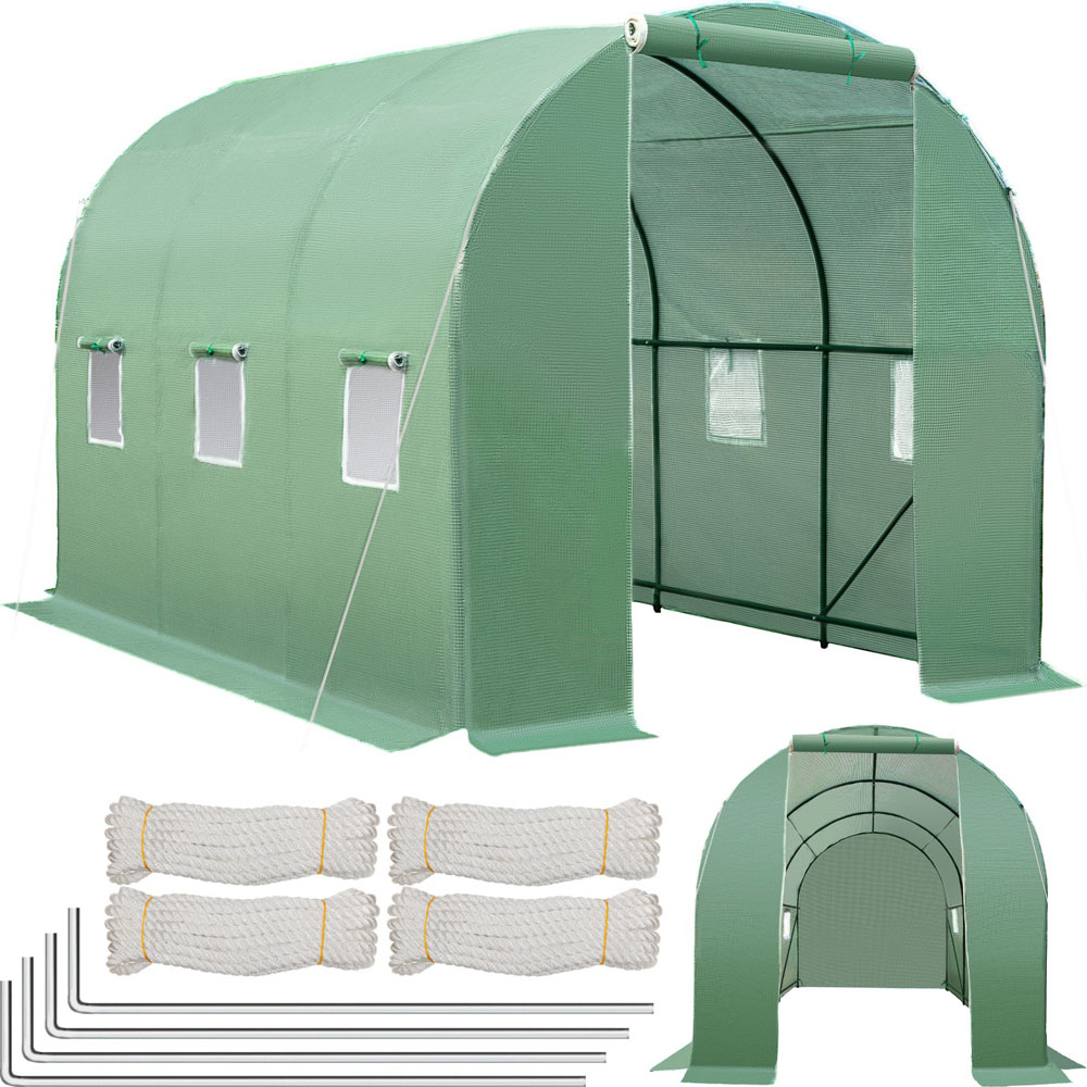 tectake 6.5 x 11.2ft Polytunnel Greenhouse with Windows Image 2