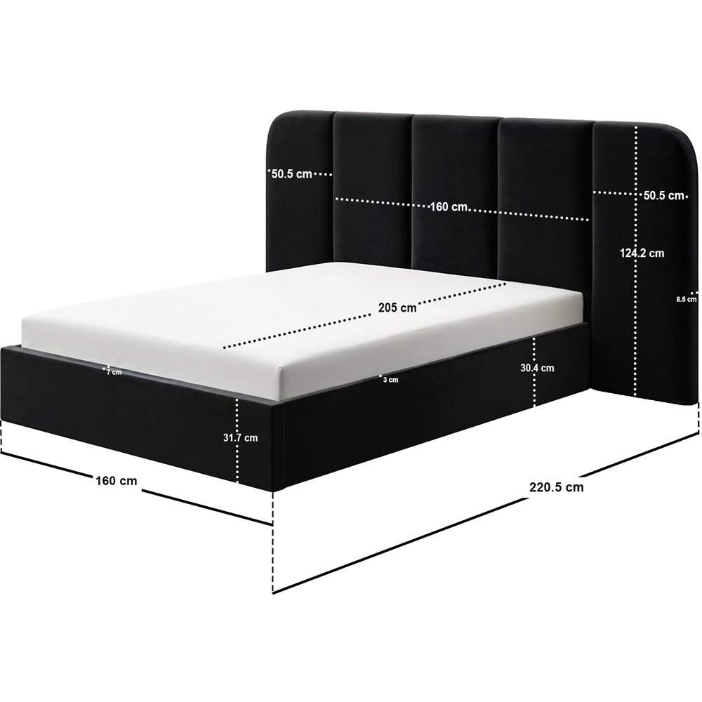 Solace+Co Sienna King Size Black Velvet Ottoman Storage Bed Image 7