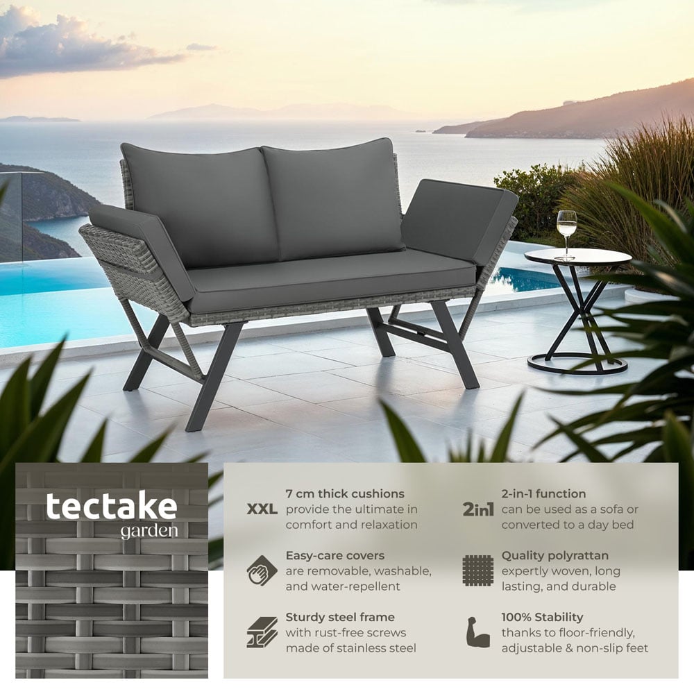 tectake Sintra Grey Multi Functional Garden Sofa Image 6