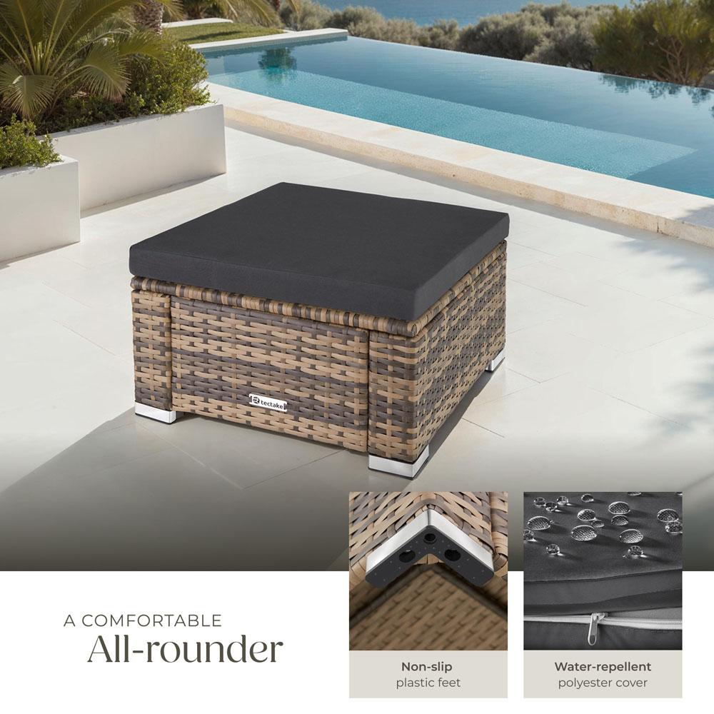 tectake Bitonto Nature Polyrattan Footstool Image 4