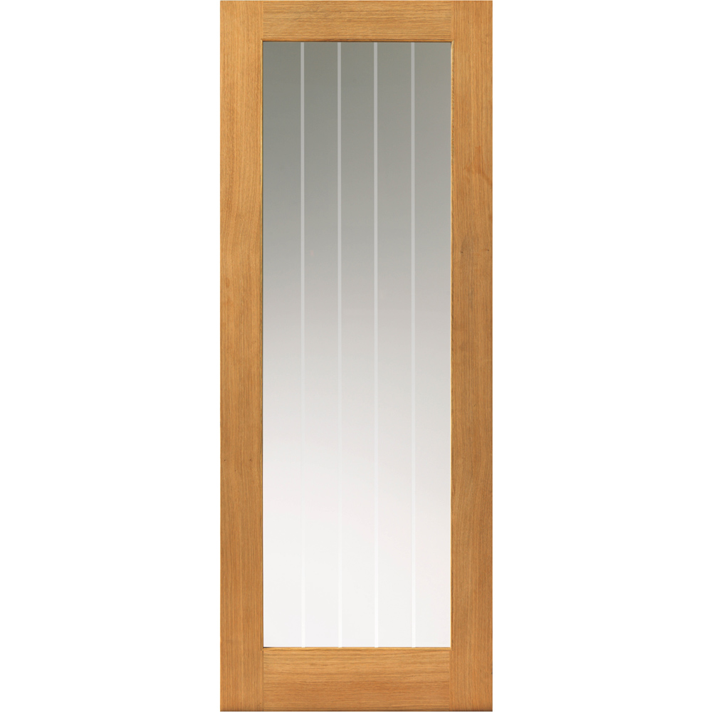 JB Kind Thames Cottage Oak 1 Light Finished Glazed Internal Door 204 x 626mm Image 1