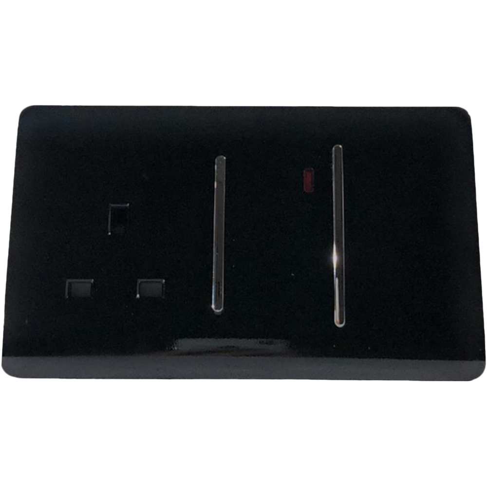 Trendi Switch 45amp and 13amp Piano Black Cooker Switch and Plug Socket with Neon Image 1