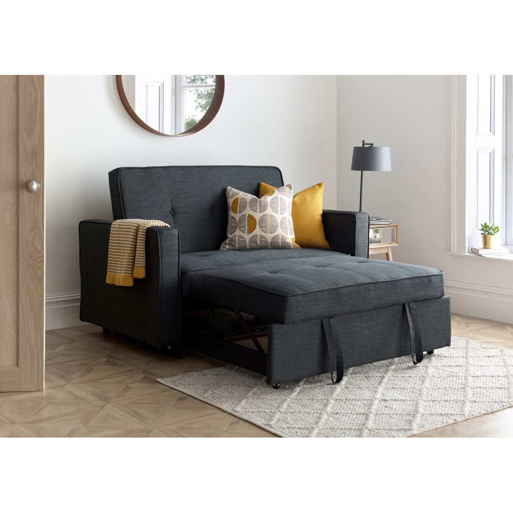 Bedmaster Troy 2 Seater Grey Linen Foldable Sofa Bed Image 3