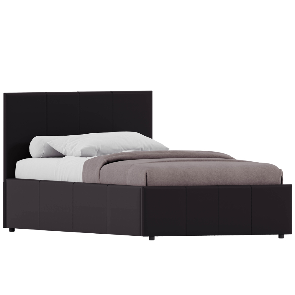 Vida Designs Lisbon Single Brown Faux Leather Ottoman Bed Image 2