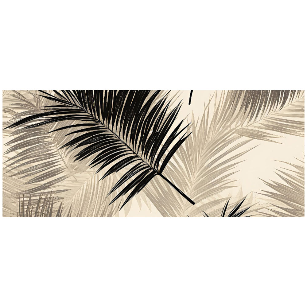 Warren Reed Designer Black and White Tropical Palm Leaves Glass Bathroom Splashback 25 x 60cm Image 2