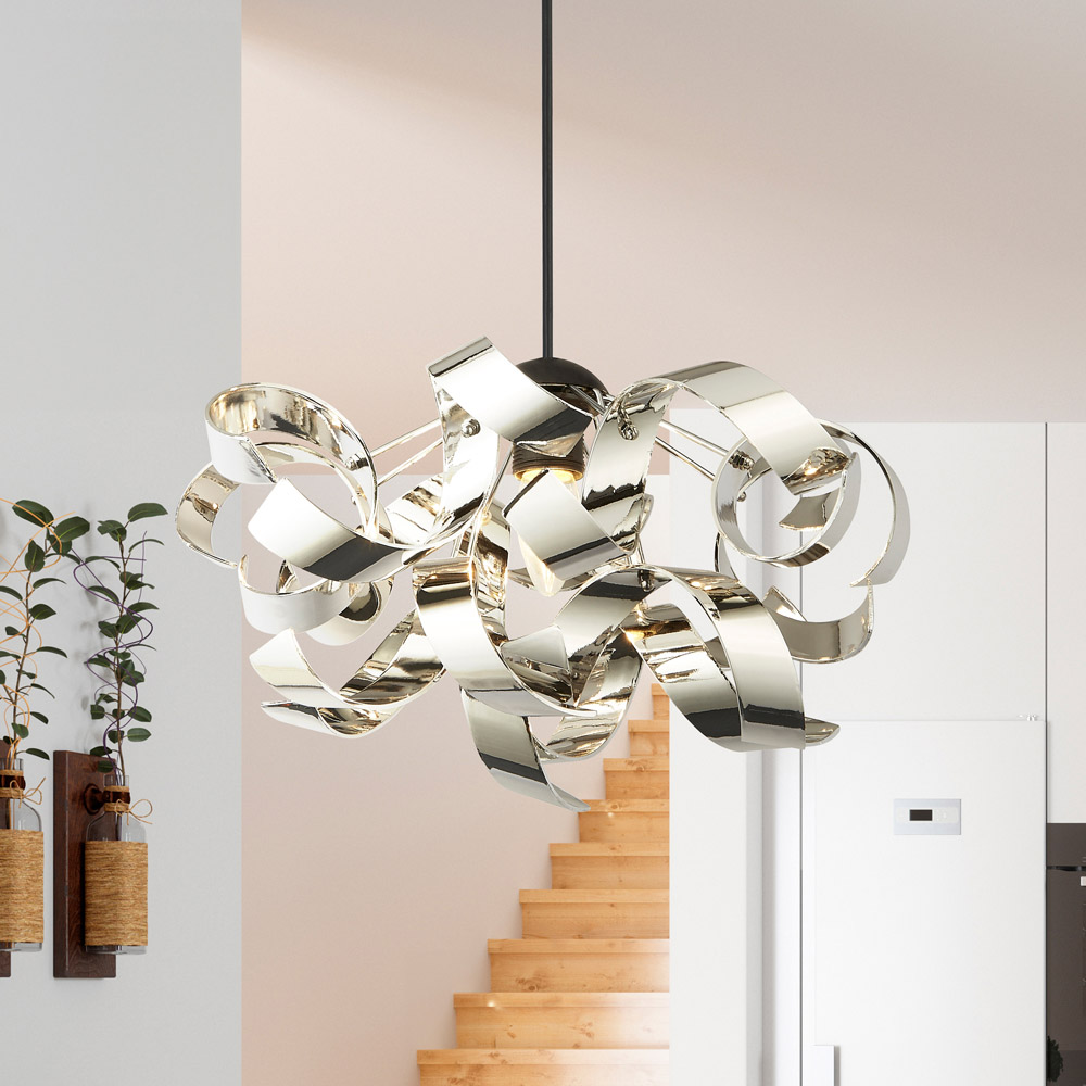Lighting Collection Chrome Curl Easy Fit Pendant Shade Image 2