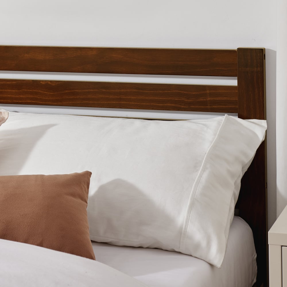 Furniturebox Cadhla King Size Walnut Stain Solid Pine Bed Frame Image 3