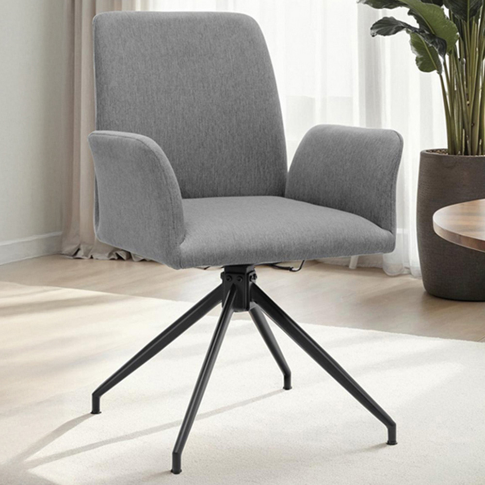 tectake Daya Set of 4 Anthracite Upholstered Swivel Chair Image 1