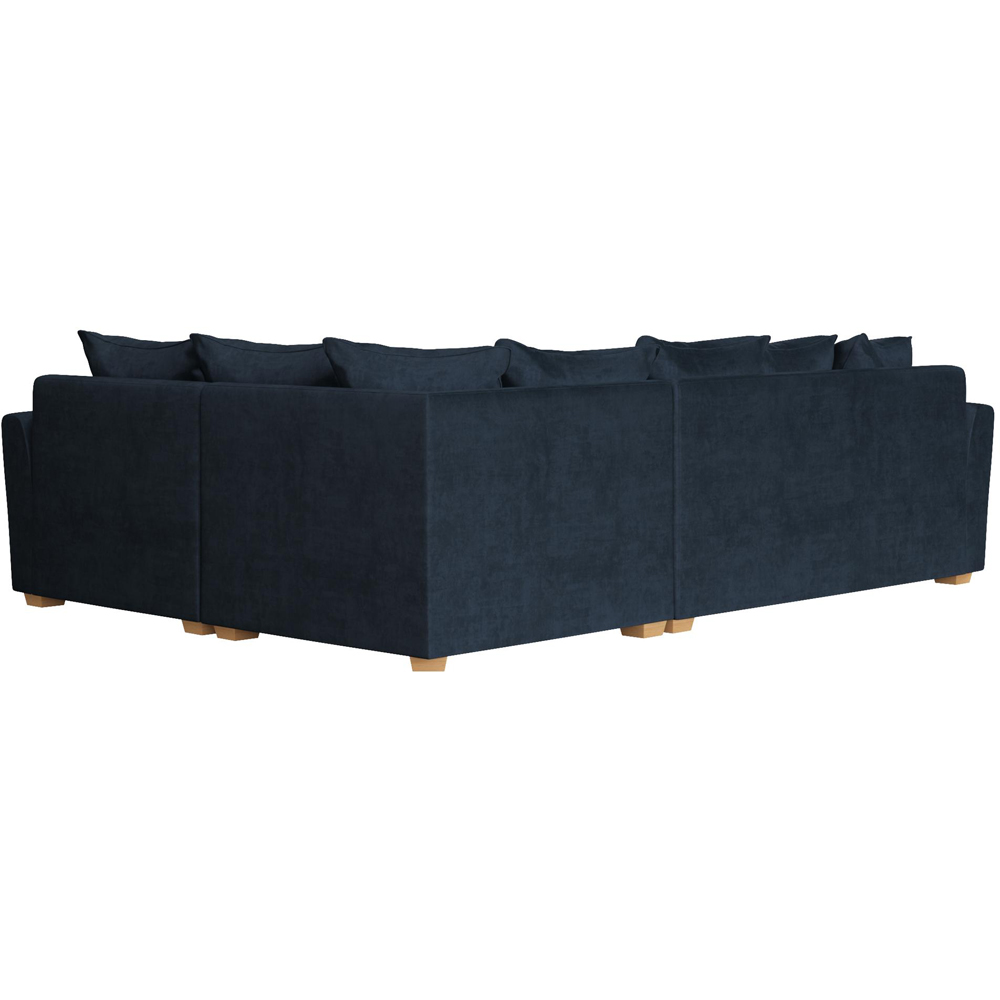 Wendleberry 3 Seater Royal Blue Plush Velvet Scatter Back Right Hand Corner Sofa Image 4
