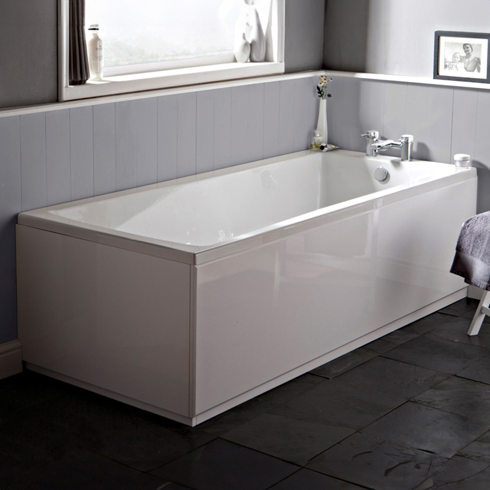 nuie Linton White Acrylic Square Single Ended Bath 1800 x 800mm Image 2