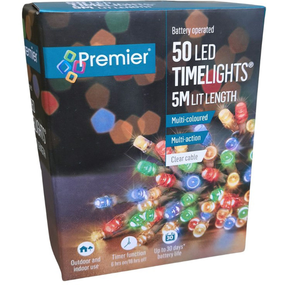 Premier TimeLights 50 Multicolour LED Multi-Function Christmas String Light 5m Image 2