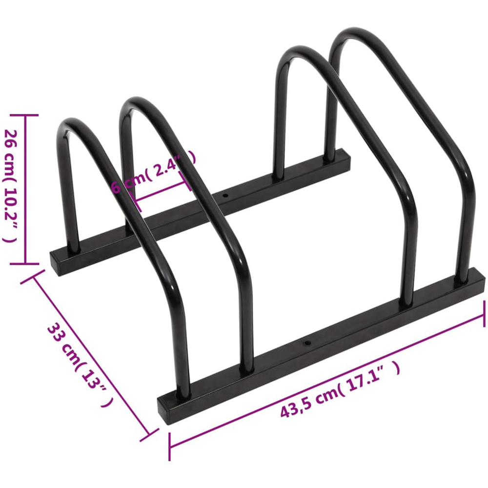 Wallplus Black Steel 2 Space Bike Rack Image 6