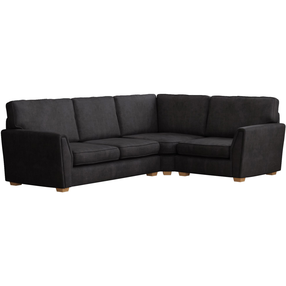 Wendleberry 3 Seater Ebony Plush Velvet Fixed Back Right Hand Corner Sofa Image 2