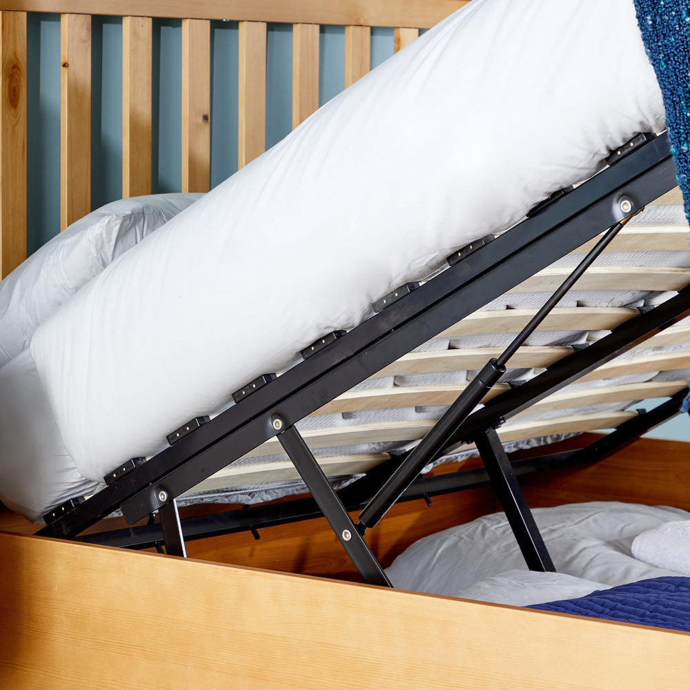 Home Source King Size Pine End Lift Ottoman Bed Image 4