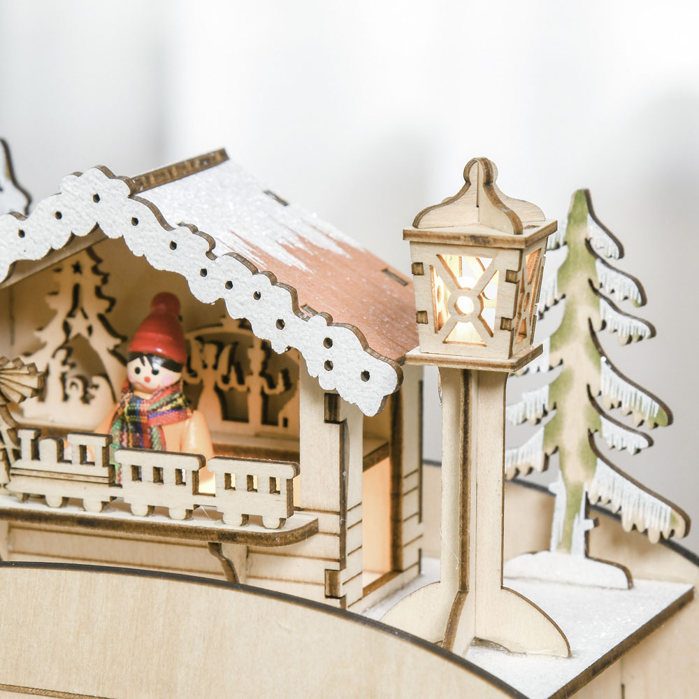 Everglow Light Up Wooden Village with Countdown Drawer Christmas Advent Calendar Image 3