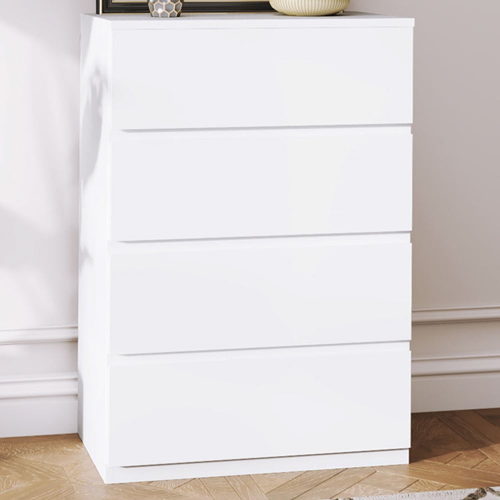Portland 4 Drawer White Chest of Drawers Image 1