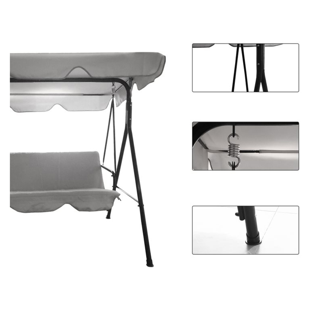 Hortus 3 Seater Grey Hammock Swing Chair Image 5