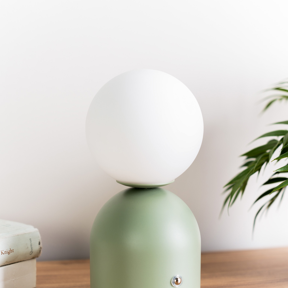 ValueLights Marlow Sage Green Rechargeable LED Portable Table Lamp Image 6