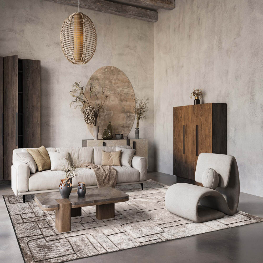 Desire Rugs Belgravia Metallic Sheen Modern Cobble Design Mocha Rug 120 x 170cm Image 2