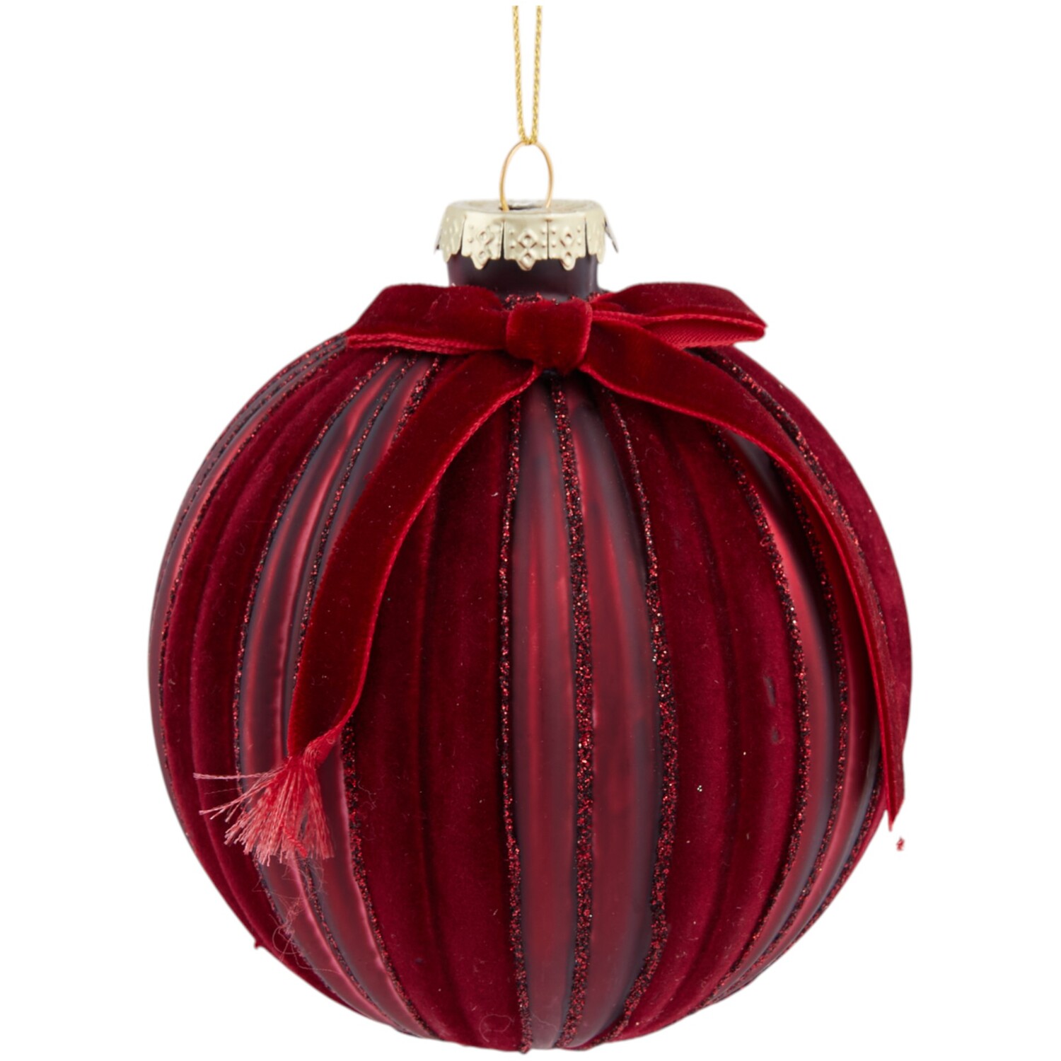 Glitter Flocked Bow Bauble Image 2