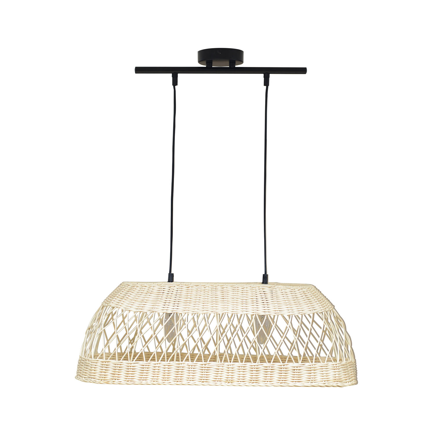 Caswell Rattan 2 Light Oval Ceiling Fitting - Natural Image 2
