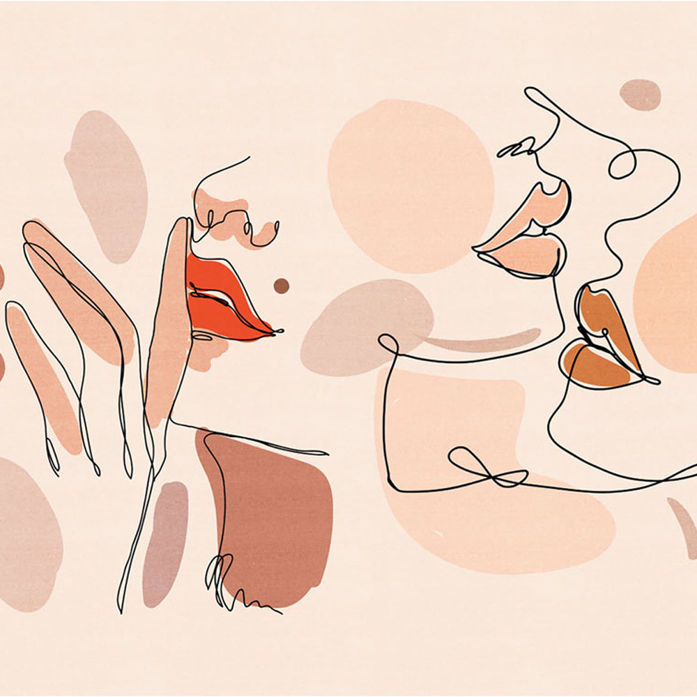 Grandeco Red Lip Faces 7 Lane Wall Mural Image 2