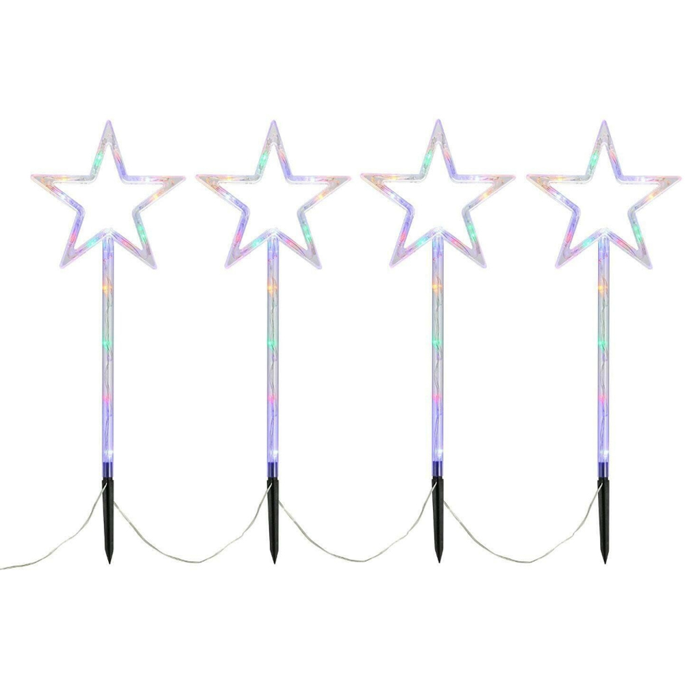 Marco Paul 4 Piece Multicoloured Christmas Star Stake Light Set Image 2