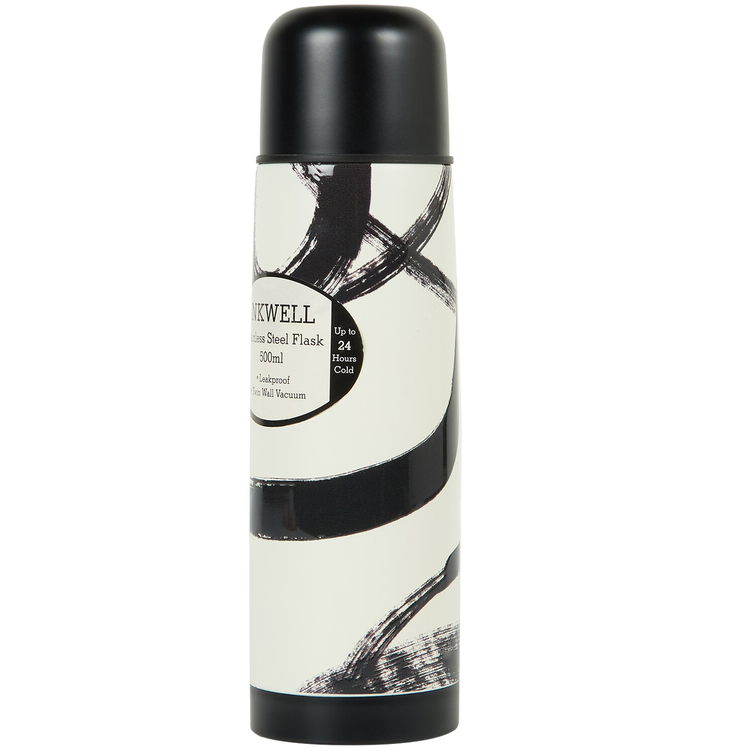 Inkwell Stainless Steel Bottle 500ml - Ivory and Black Image 3