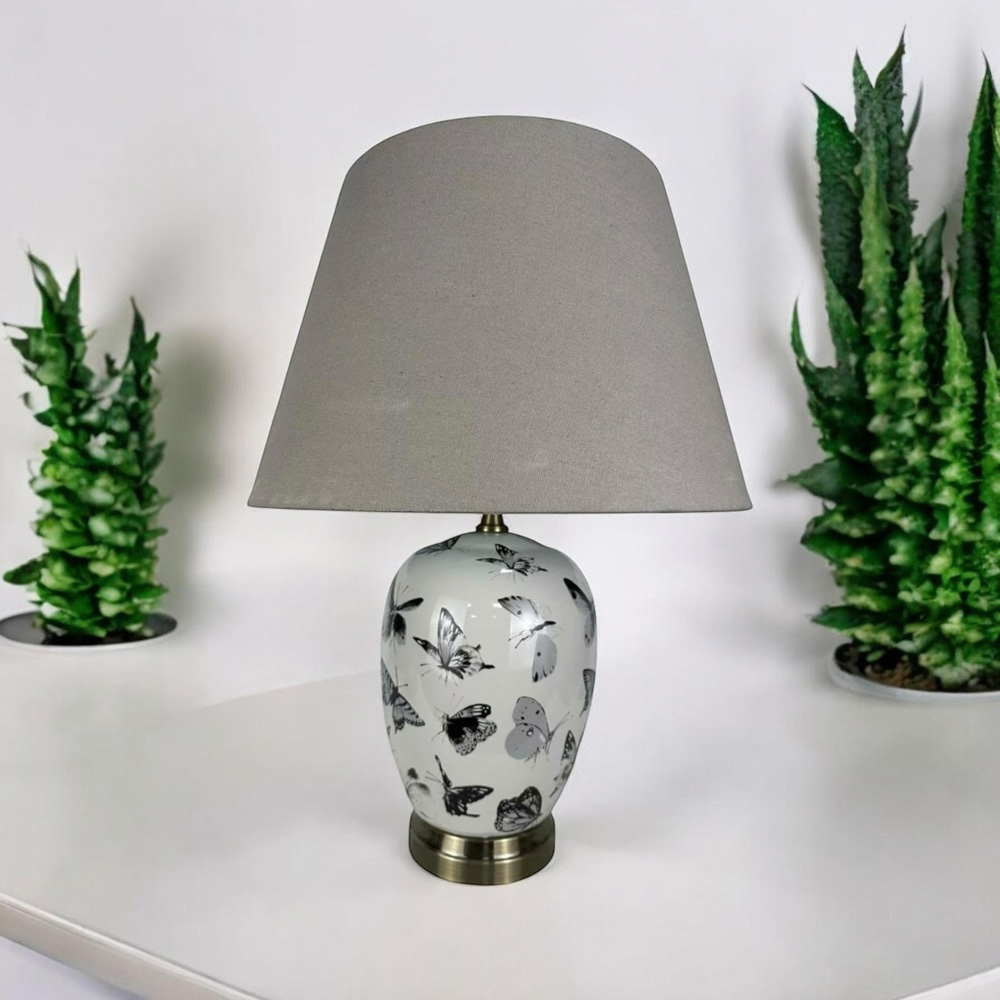 Acacia Home Butterfly Pattern Ceramic Table Lamp with Shade 41cm Image 2